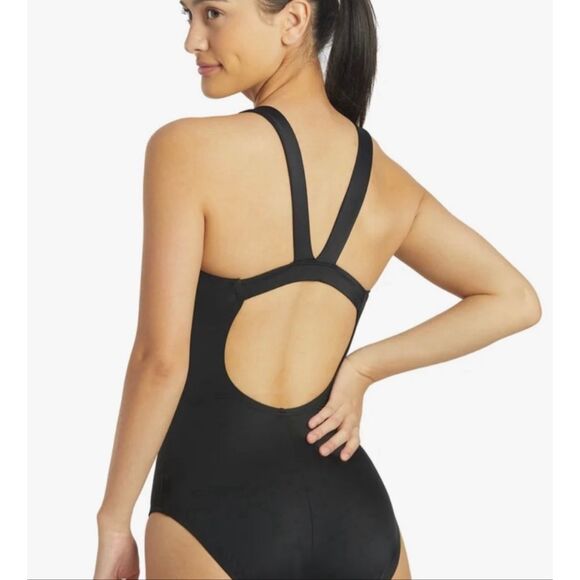 Nike Medium NWT Swim Nike Mesh V-Back One Piece Swimsuit black - Picture 3 of 12